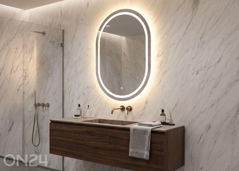 Seinäpeili LED 60x80 cm, hopea kuvasuurennos