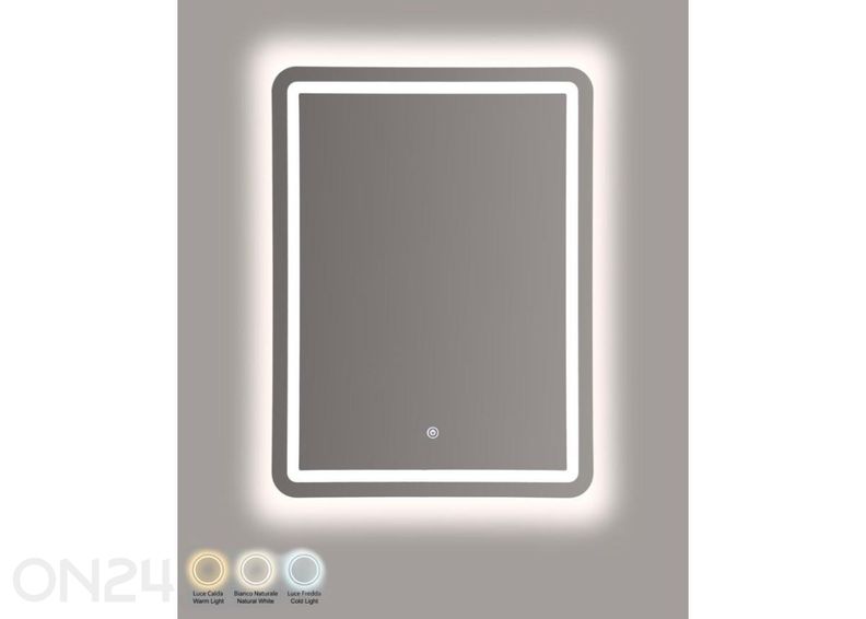 Seinäpeili LED 60x80 cm, hopeanvärinen kuvasuurennos