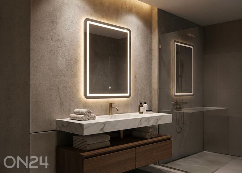 Seinäpeili LED 60x80 cm, hopeanvärinen kuvasuurennos