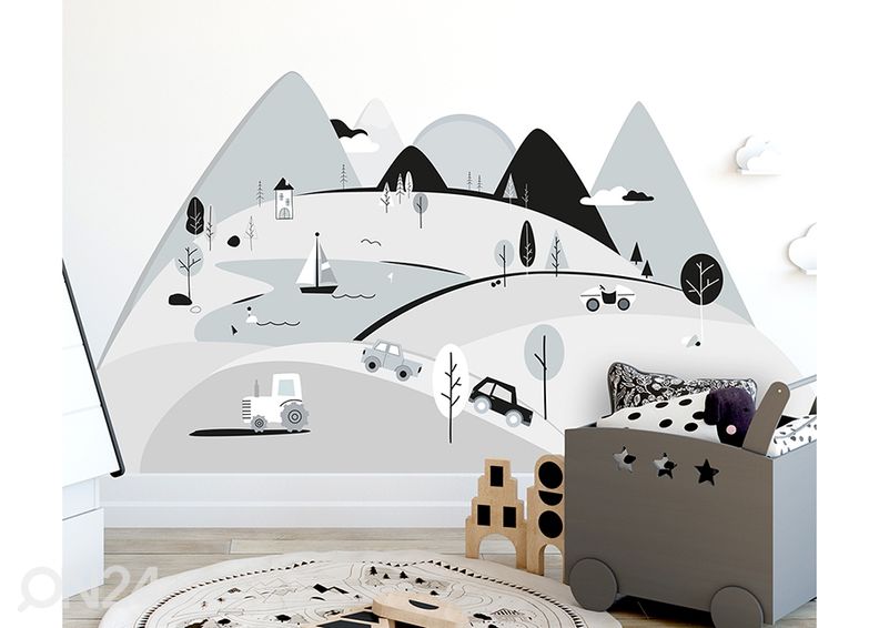 Seinätarra Harmaat vuoret L kuvasuurennos