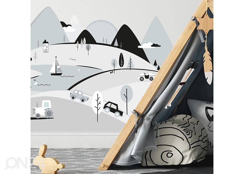 Seinätarra Harmaat vuoret L kuvasuurennos