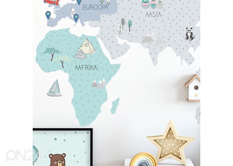 Seinätarra Maailmankartta L viron kielellä, minttu kuvasuurennos