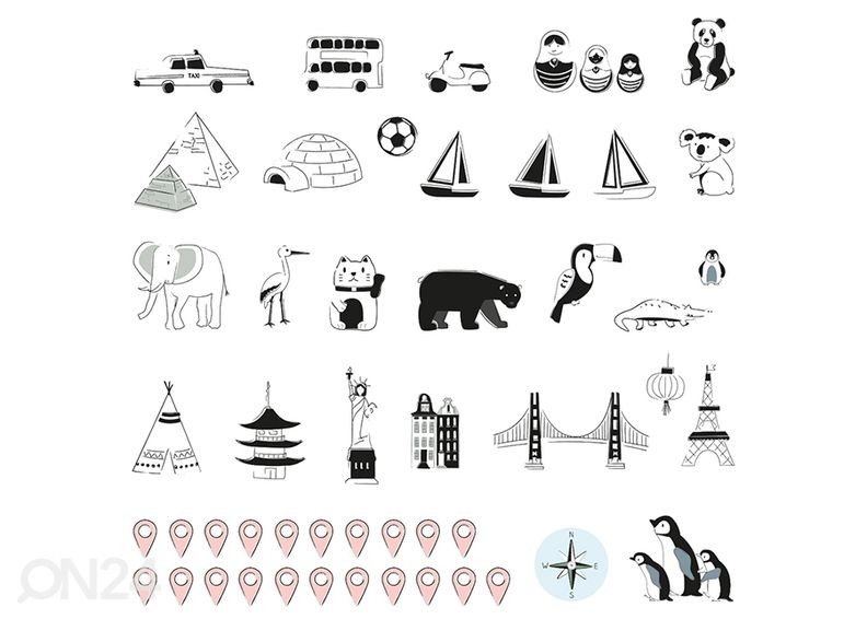 Seinätarra Maailmankartta S viron kielellä, eco kuvasuurennos