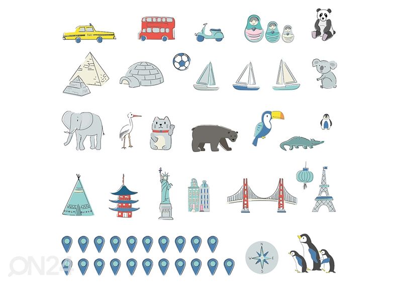 Seinätarra Maailmankartta S viron kielellä, minttu kuvasuurennos