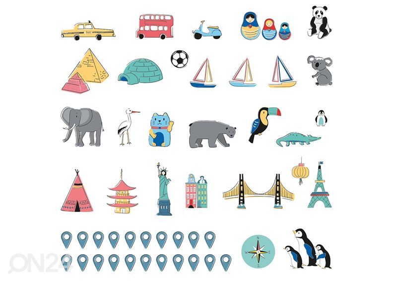 Seinätarra Maailmankartta S viron kielellä, värikäs kuvasuurennos