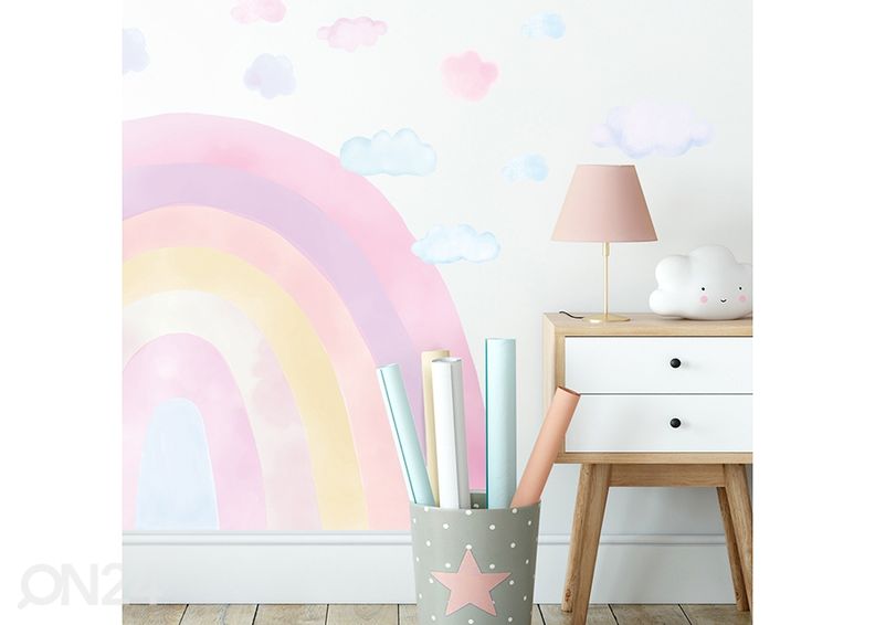 Seinätarra Sateenkaari, vaaleanpunainen kuvasuurennos