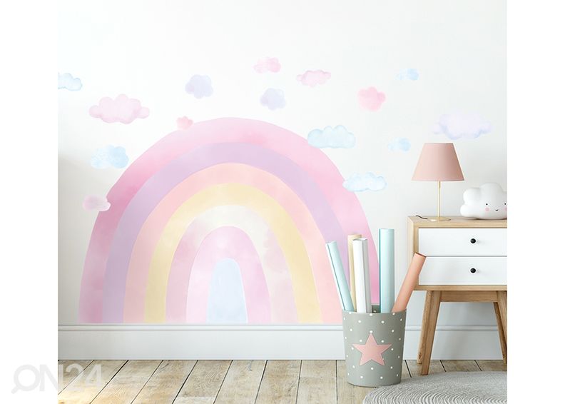 Seinätarra Sateenkaari, vaaleanpunainen kuvasuurennos