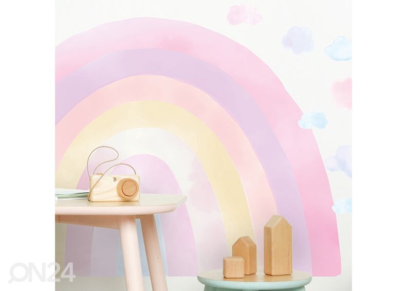 Seinätarra Sateenkaari, vaaleanpunainen kuvasuurennos