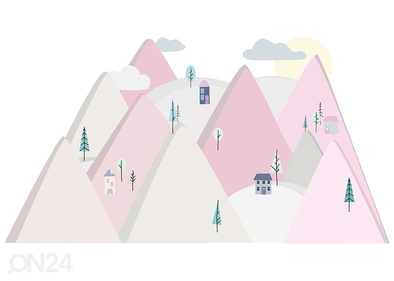 Seinätarra Vaaleanpunaiset vuoret L kuvasuurennos