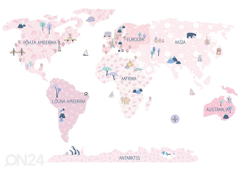 Seinätarrat Maailmankartta S viron kielellä, spring flower kuvasuurennos