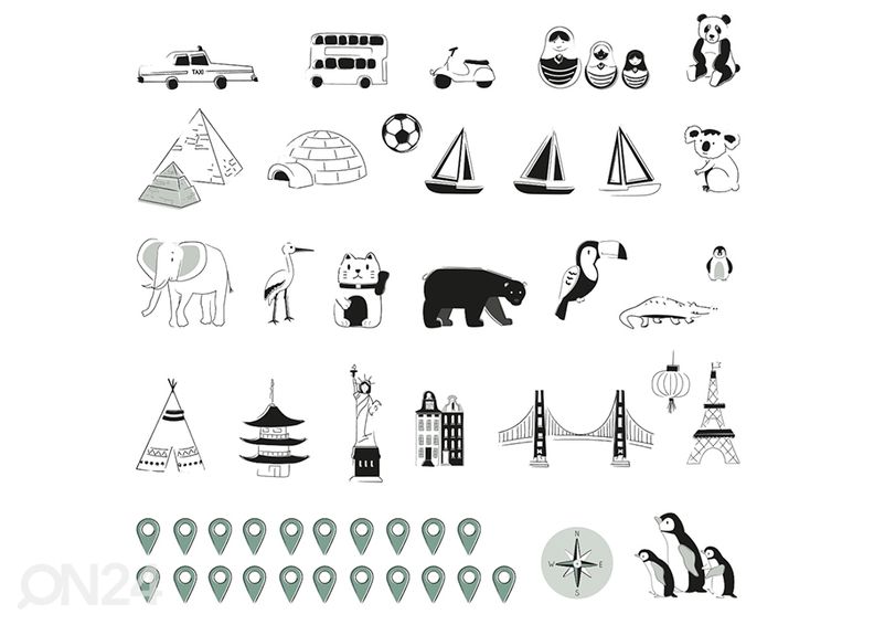 Seinätarrat Maailmankartta S viron kielellä, tropic sand kuvasuurennos