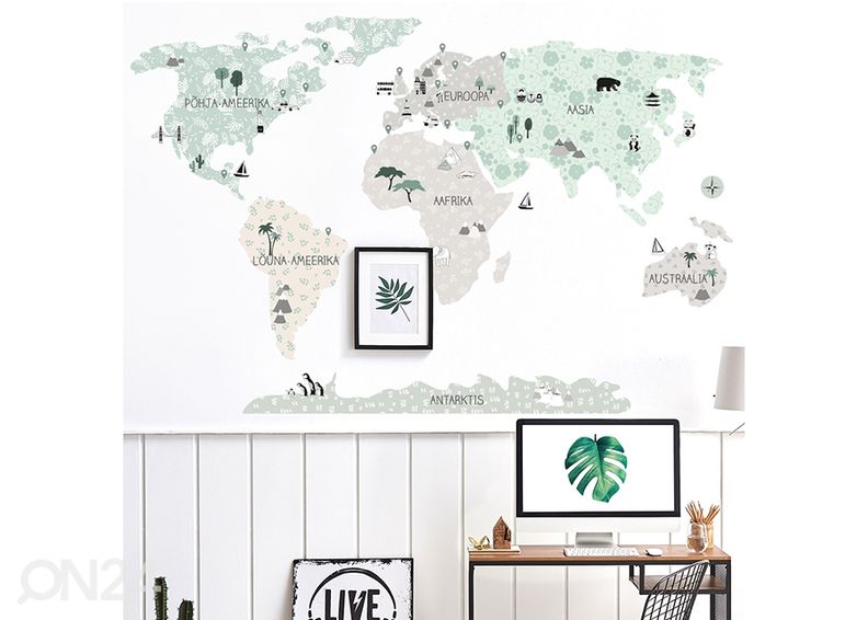 Seinätarrat Maailmankartta S viron kielellä, tropic sand kuvasuurennos