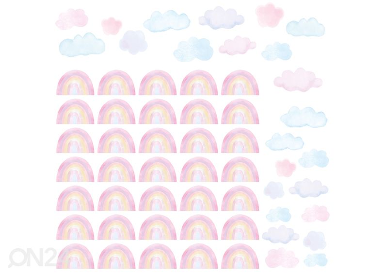 Seinätarrat Pieni sateenkaari, vaaleanpunainen kuvasuurennos