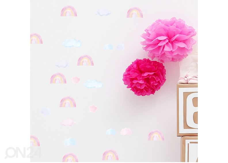 Seinätarrat Pieni sateenkaari, vaaleanpunainen kuvasuurennos