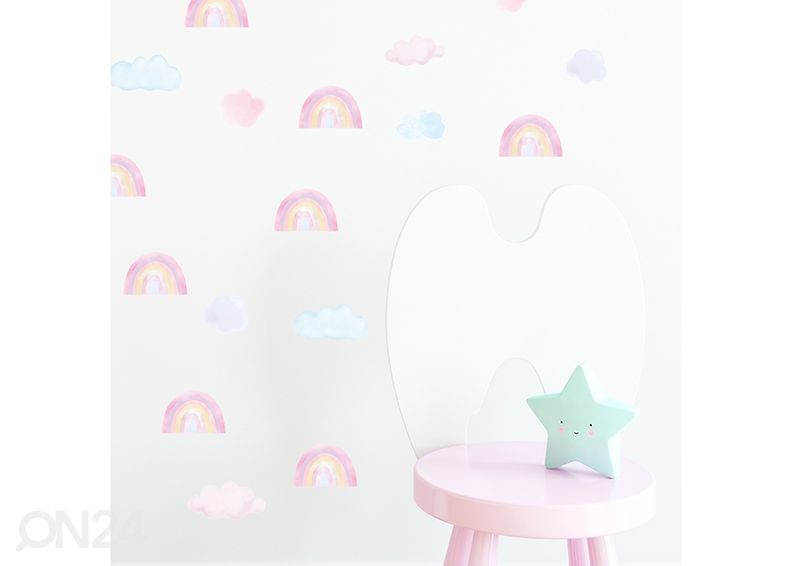 Seinätarrat Pieni sateenkaari, vaaleanpunainen kuvasuurennos