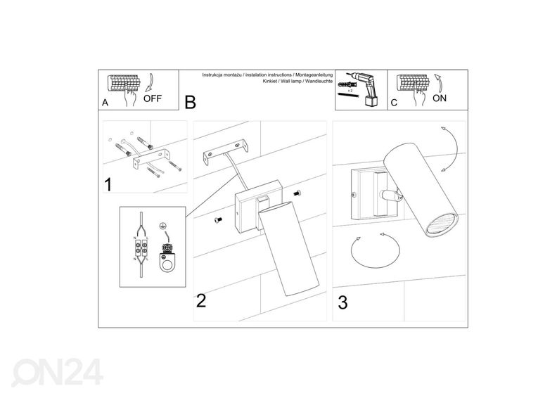 Seinävalaisin Direzione, musta kuvasuurennos