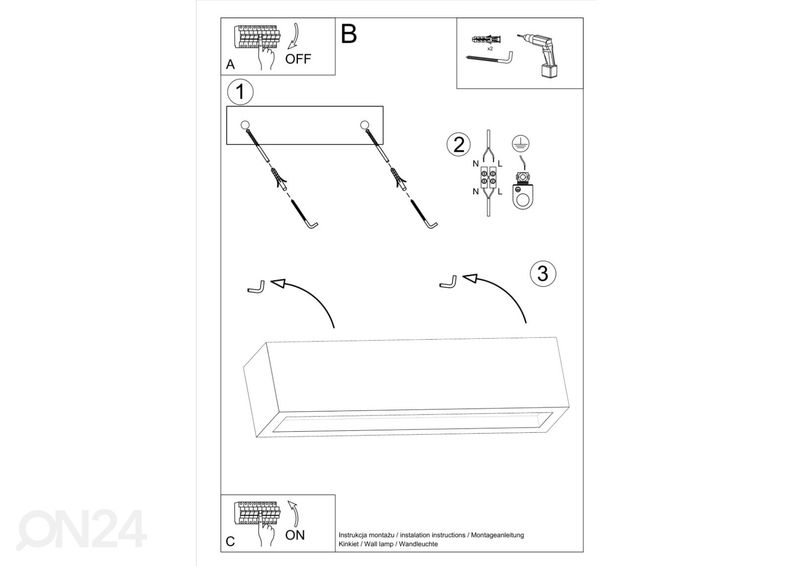 Seinävalaisin Vega 50, betoni kuvasuurennos