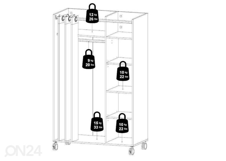 Siirrettävä vaatekaappi Kit 99,7 cm kuvasuurennos