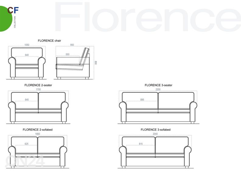 Sohva Florence, 2-istuttava kuvasuurennos