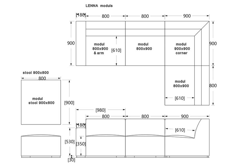 Sohvamoduuli käsinojalla Lenna kuvasuurennos