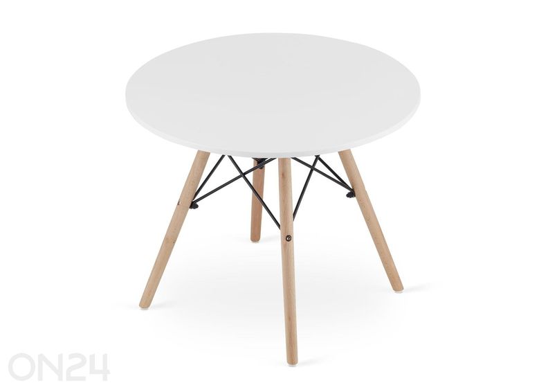 Sohvapöytä Ø60 cm, valkoinen/pyökki kuvasuurennos