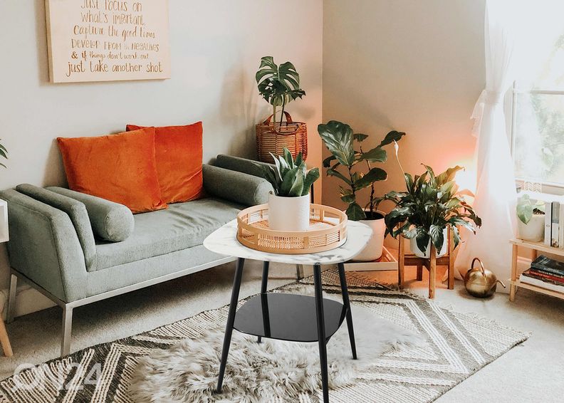 Sohvapöytä 55x55 cm, valkoinen/musta kuvasuurennos