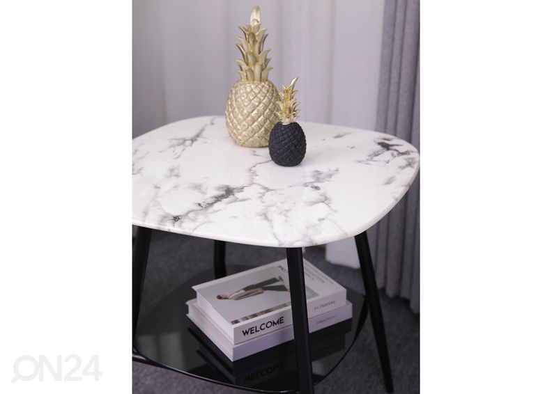 Sohvapöytä 55x55 cm, valkoinen/musta kuvasuurennos