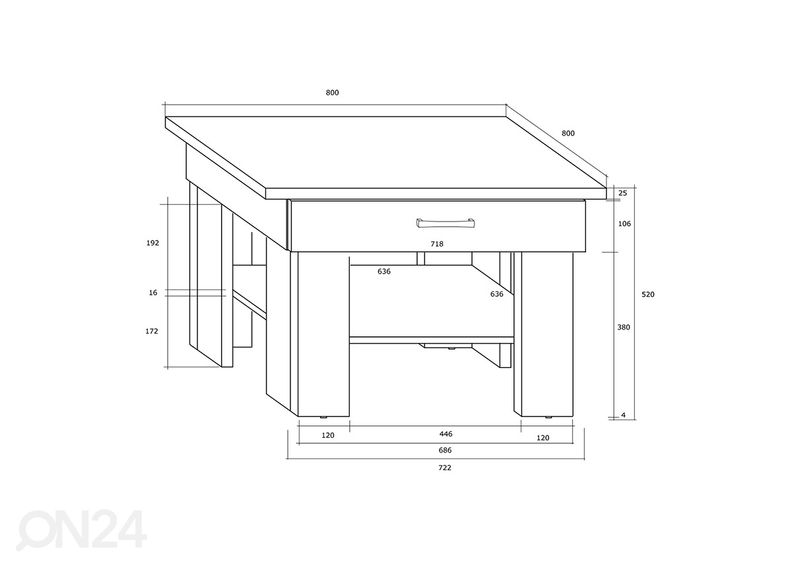 Sohvapöytä 80x80 cm kuvasuurennos