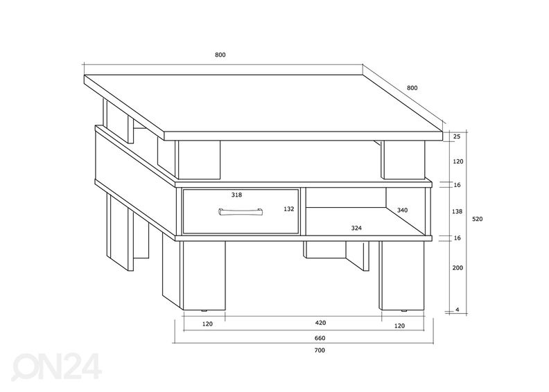 Sohvapöytä 80x80 cm kuvasuurennos