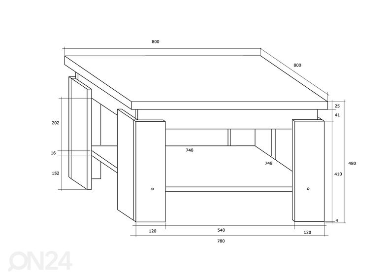 Sohvapöytä 80x80 cm kuvasuurennos