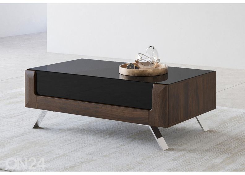 Sohvapöytä Cassandra 110x65 cm, pähkinä/kiiltävä musta kuvasuurennos