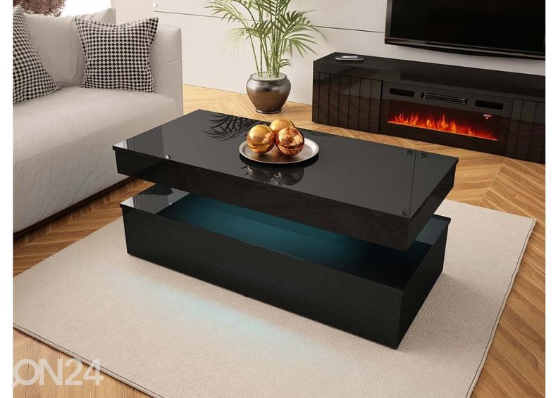 Sohvapöytä Glossa 120x55 cm + LED kuvasuurennos