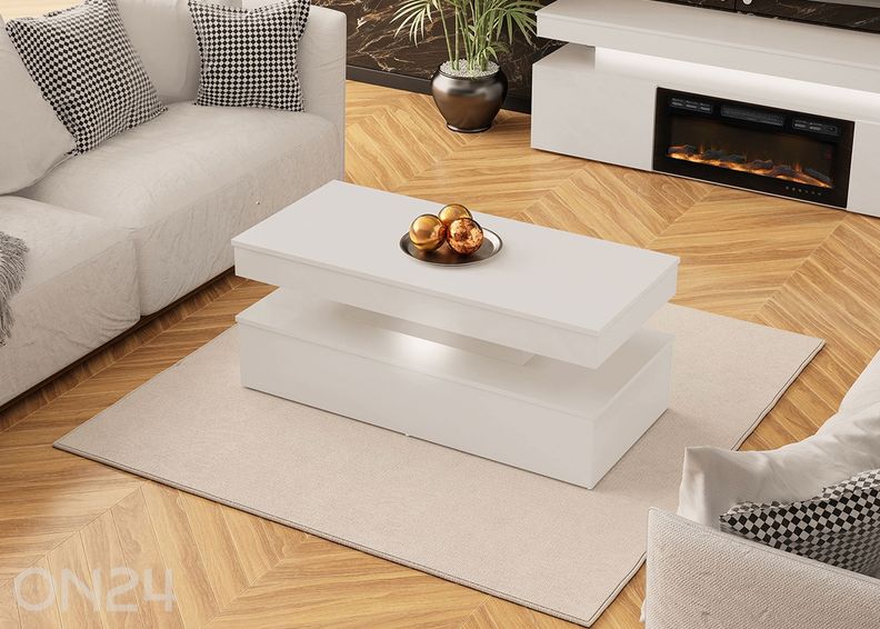 Sohvapöytä Glossa 120x55 cm + LED kuvasuurennos