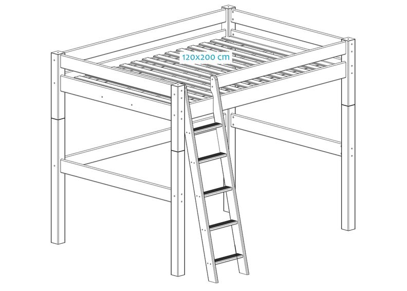 Suwem korkea parvisänky Lahe viistotikkailla 120x200 cm kuvasuurennos