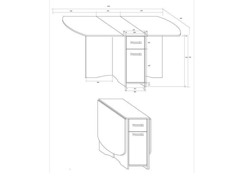 Taittopöytä Conna 80x100-160 cm kuvasuurennos