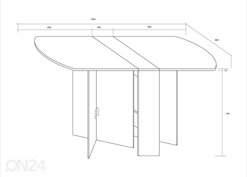 Taittopöytä Conna 80x86-150 cm kuvasuurennos