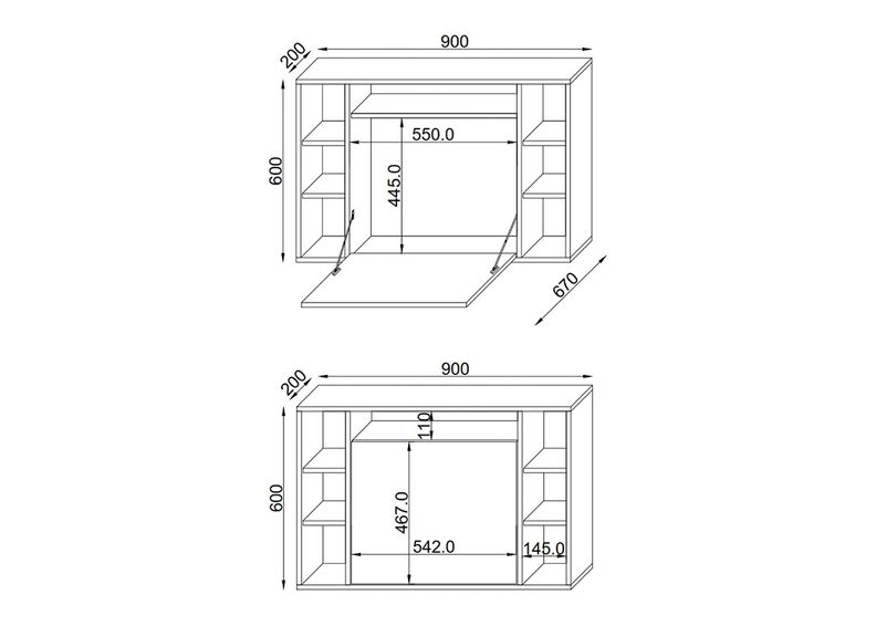 Taittopöytä hyllyllä Wandila kuvasuurennos