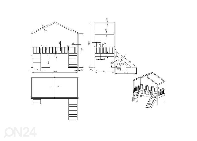 Talosänky Dallas 90x200 cm + liukumäki kuvasuurennos