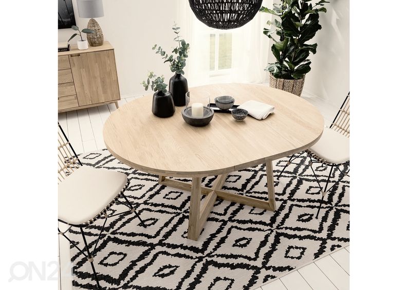 Tammi jatkettava ruokapöytä Merbi 120/160x120 cm, valkoinen öljy kuvasuurennos