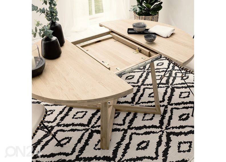 Tammi jatkettava ruokapöytä Merbi 120/160x120 cm, valkoinen öljy kuvasuurennos