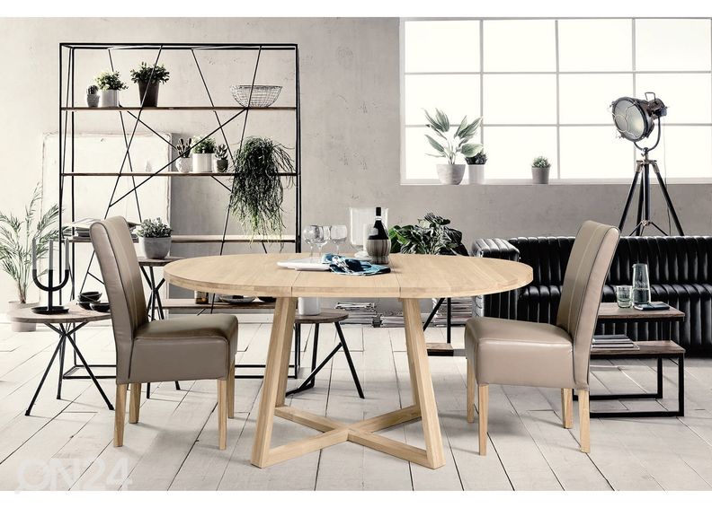 Tammi jatkettava ruokapöytä Merbi 120/160x120 cm, valkoinen öljy kuvasuurennos