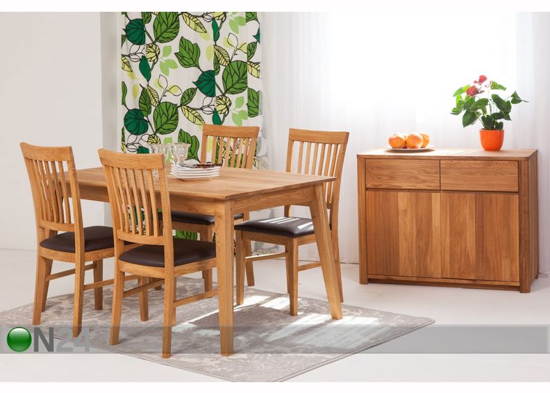 Tammi ruokapöytä Genf 160x90 cm + 4 tuolia Ron kuvasuurennos