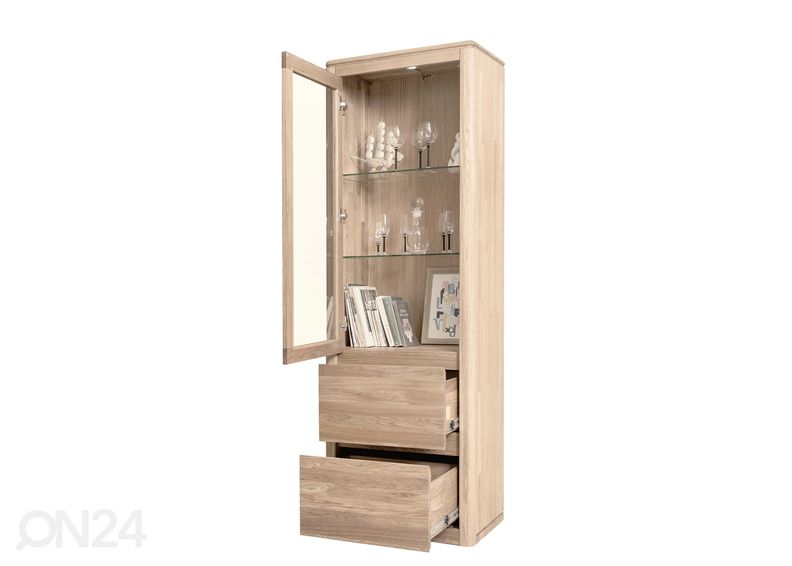 Tammi vitriinikaappi Lausenne Lux, valkoinen öljy kuvasuurennos