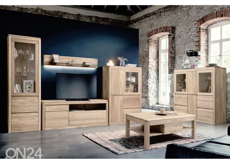 Tammi vitriinikaappi Lausenne Lux, valkoinen öljy kuvasuurennos