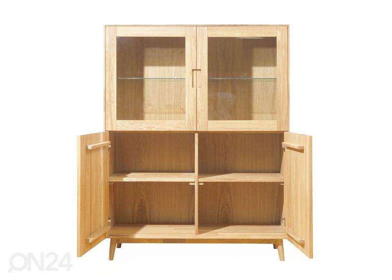 Tammi vitriinikaappi Scan, valkoinen öljy kuvasuurennos