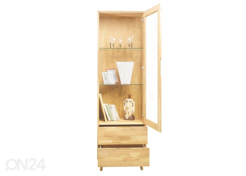 Tammi vitriinikaappi Scan1, valkoinen öljy kuvasuurennos