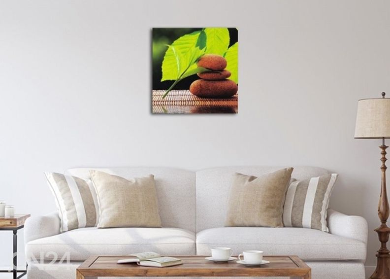 Taulu Stones and leaves 3D 30x30 cm kuvasuurennos