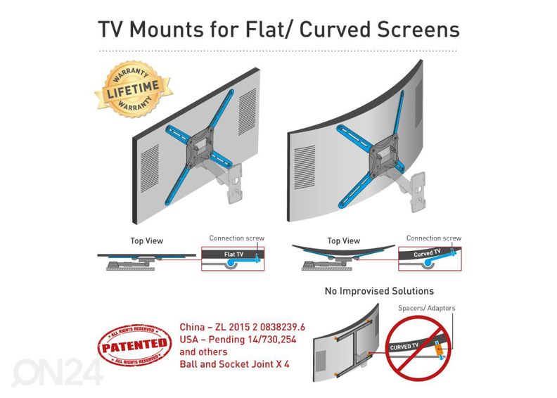 Television seinäteline Barkan 4800.B 32"- 90" kuvasuurennos