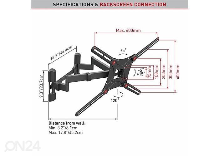 Television seinäteline Barkan BM464 13"- 75" kuvasuurennos