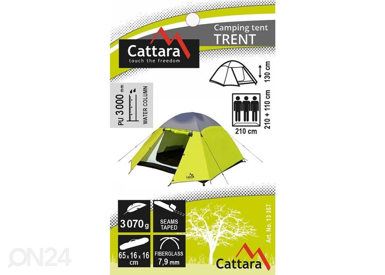 Teltta 3 hengelle 210 + 110x210 cm PU3000 mm kuvasuurennos